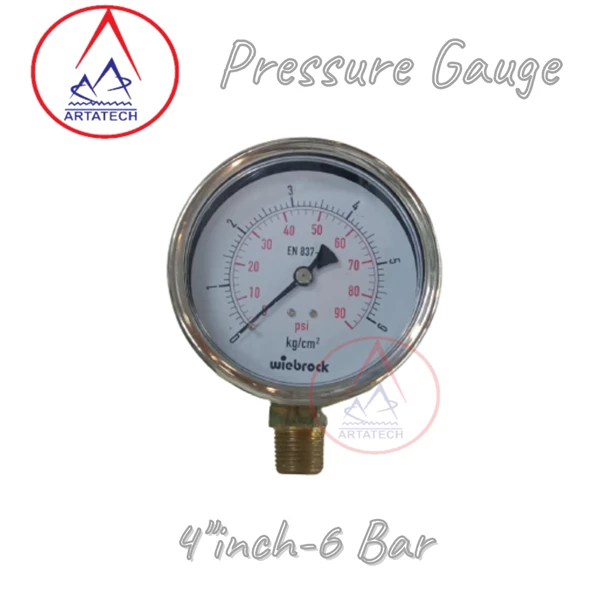 Pressure Gauge 4"inch-6 Bar Alat Ukur Lainnya